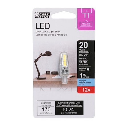 Feit Electric Feit T4 G4 LED Bulb Daylight 20 Watt Equivalence 1 pk BP20G4/850/LED